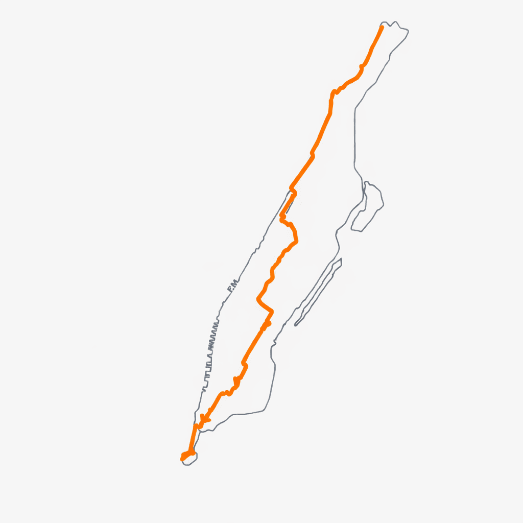 Manhattan Top to Bottom walking route from Inwood to Battery Park
